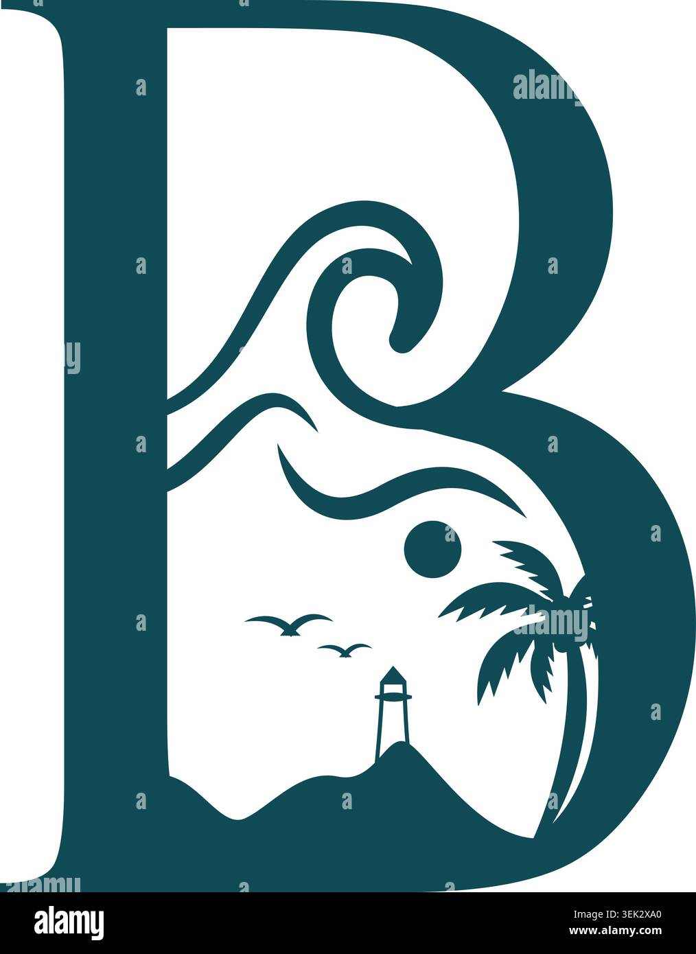 Letter B logo featuring beach Stock Vector