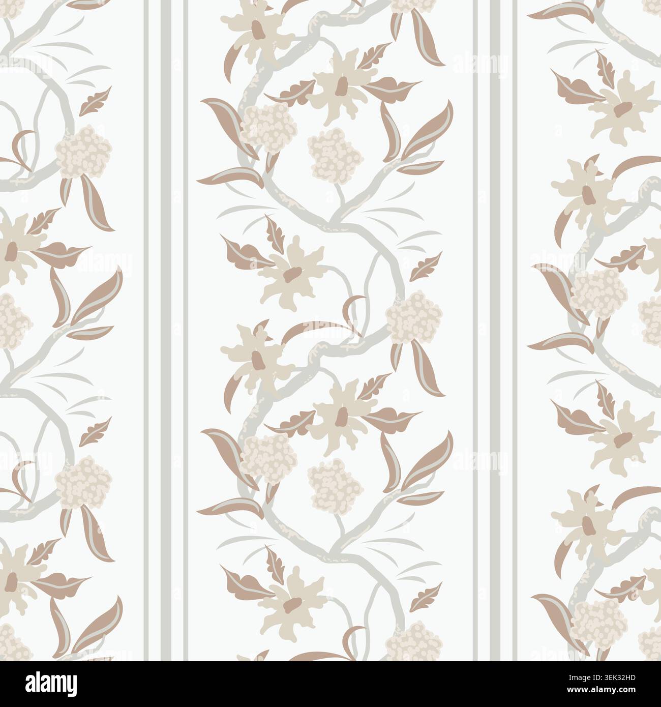 Twining Chintz Stripe seamless pattern background. Stock Vector