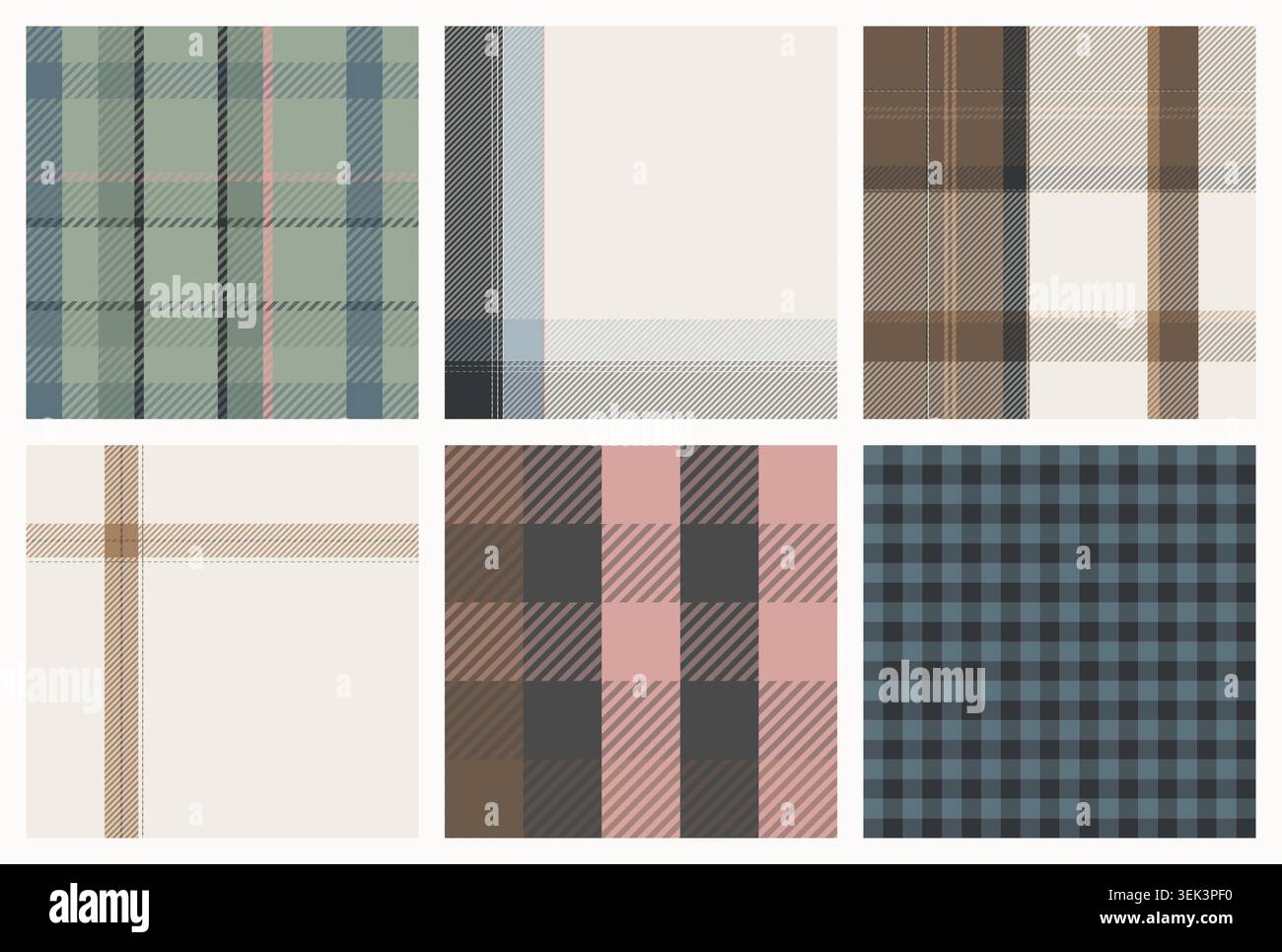 Scandinavian Tartan Plaid Seamless Patterns Stock Vector