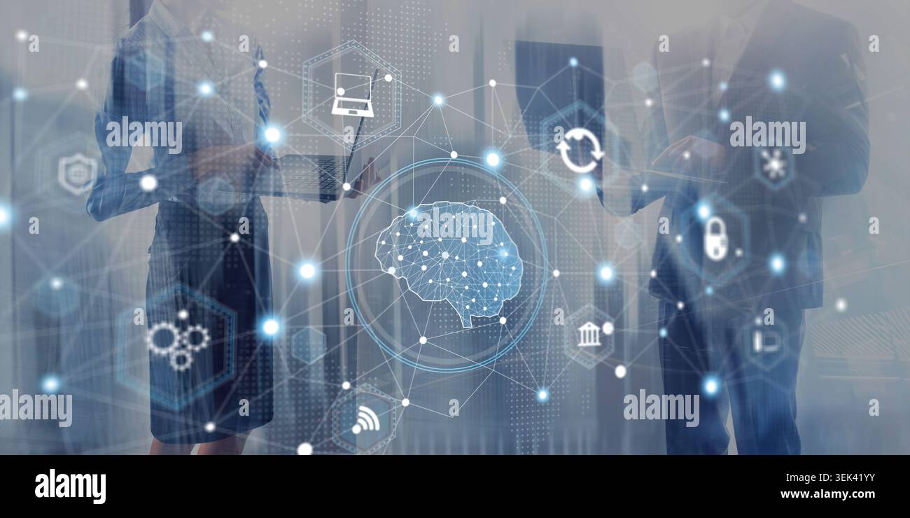 Digital Transformation Strategy with AI Powered Cybersecurity Infrastructure. Stock Photo