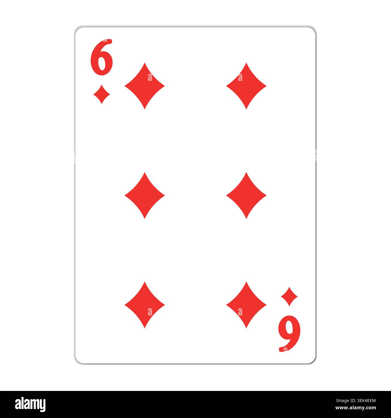 Six of diamonds. Playing card with golden elements. Casino icons. Pictograms representing different suits. Vector illustration. Flat design for modern Stock Vector