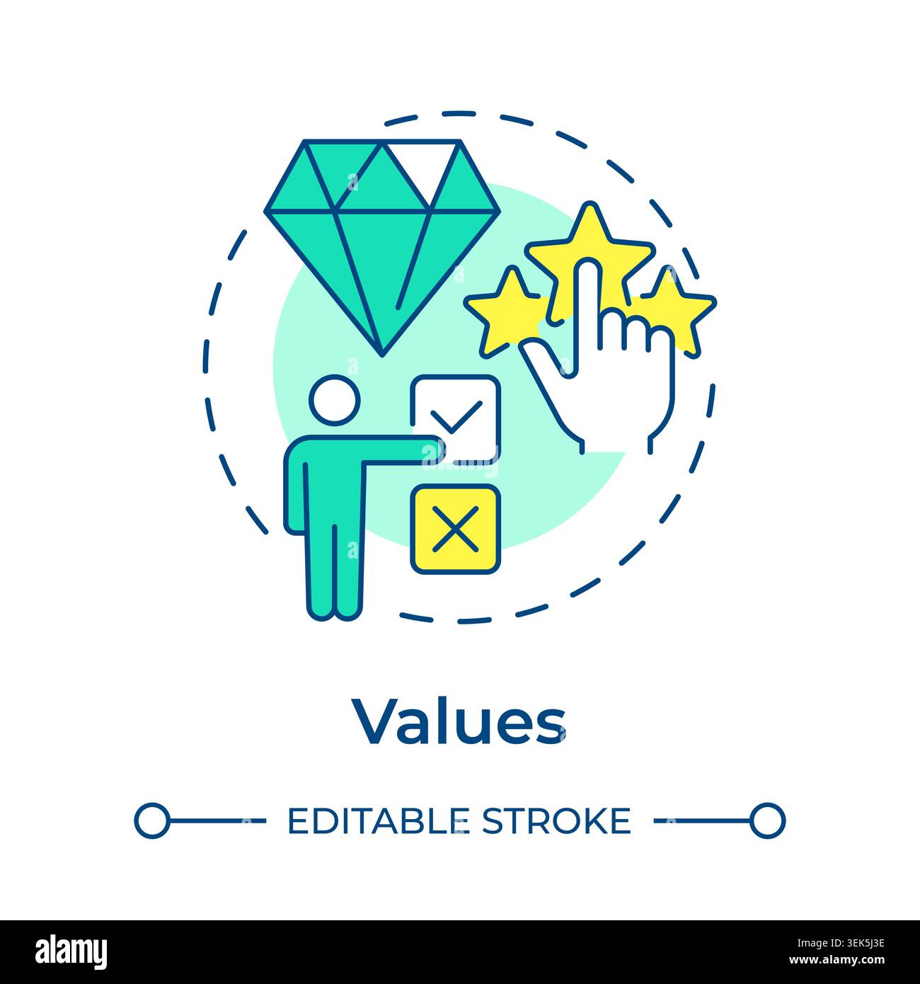 Values multi color concept icon Stock Vector