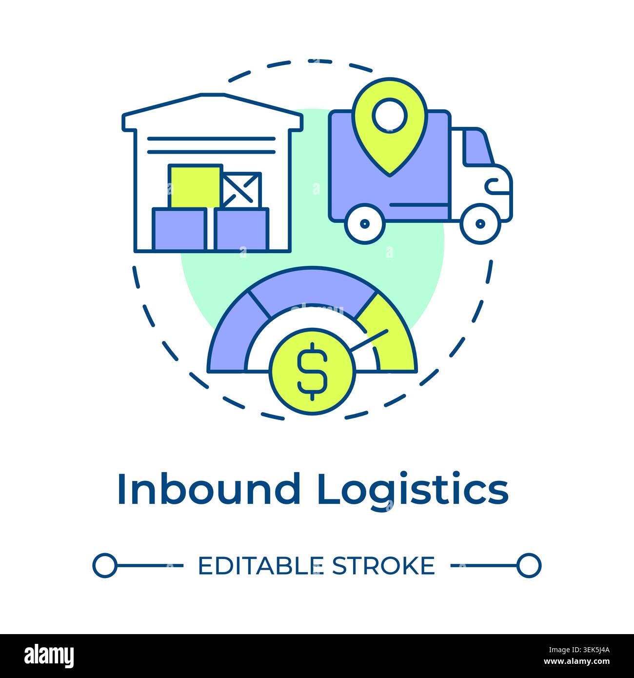 Inbound logistics multi color concept icon Stock Vector