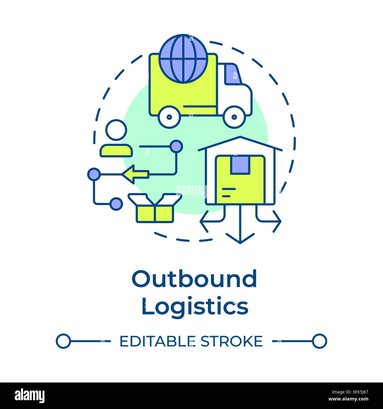 Outbound logistics multi color concept icon Stock Vector