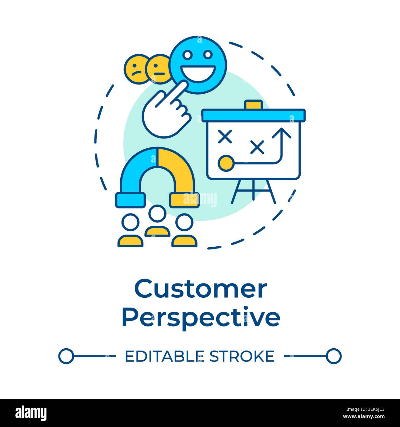 Customer perspective multi color concept icon Stock Vector