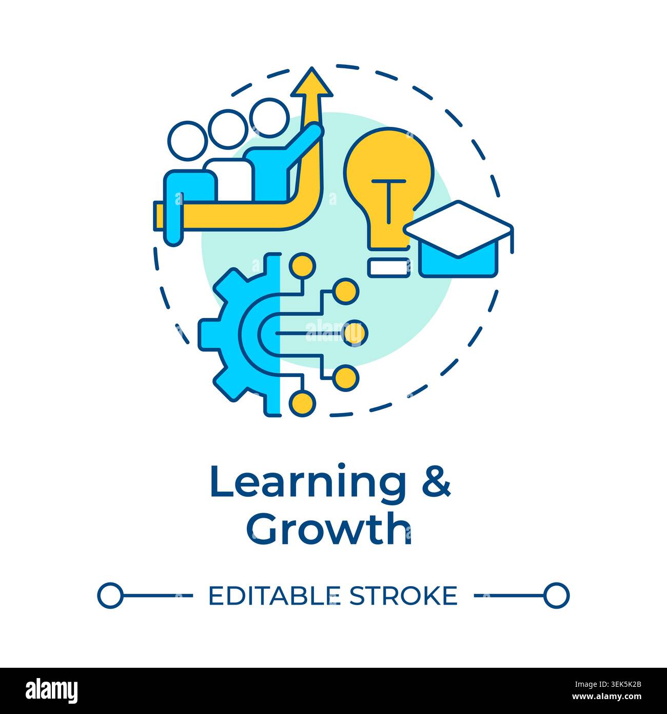 Learning and growth multi color concept icon Stock Vector