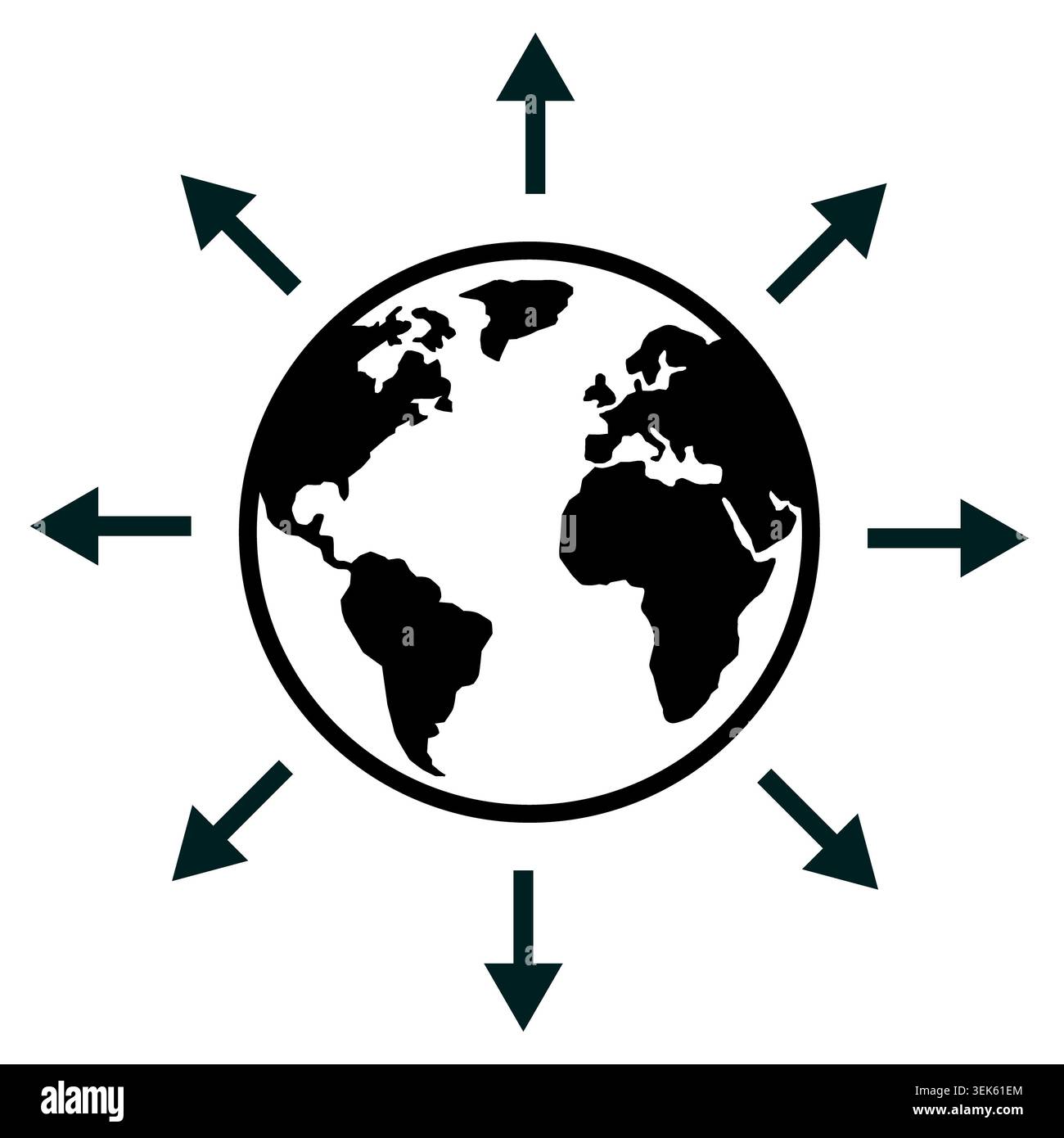 World expansion icon. Globe line symbol with arrows sign. Globe with ...