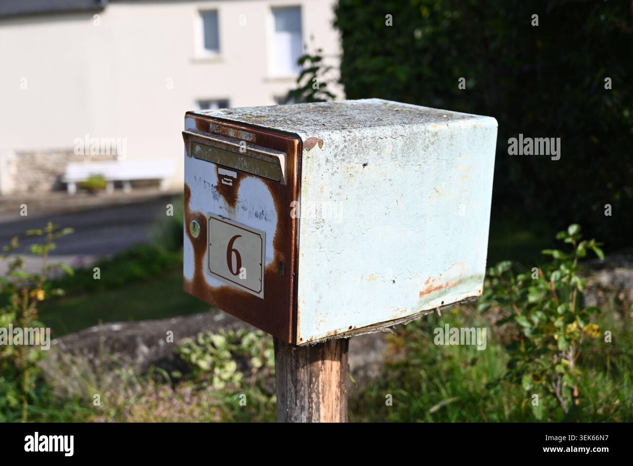 Old French rural postbox Stock Photo