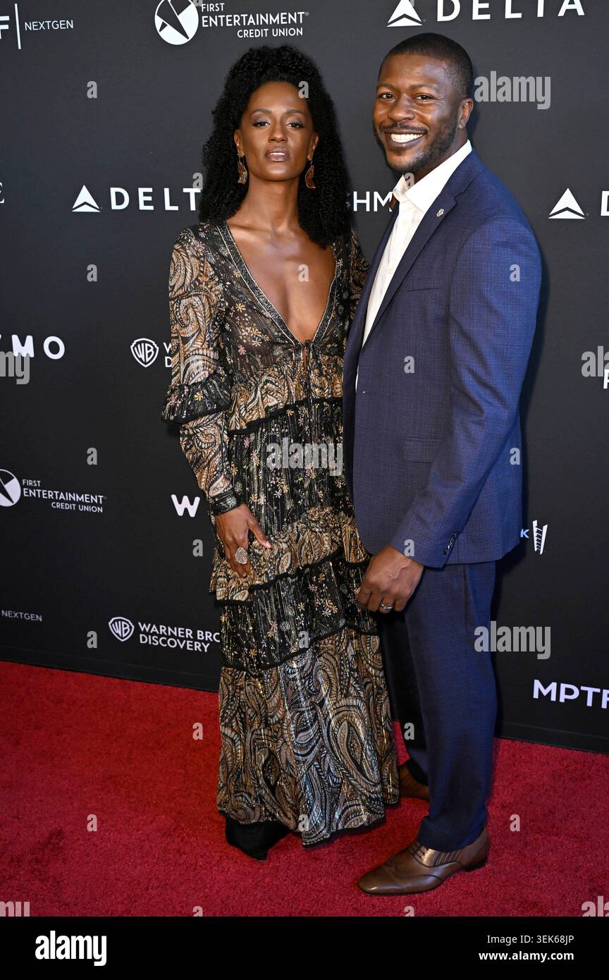 Skye P. Marshall with husband Edwin Hodge at the Motion Picture ...