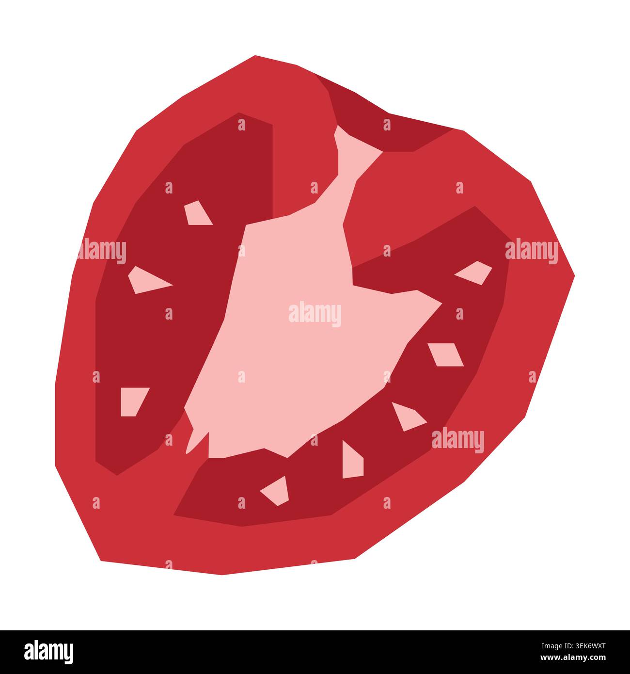 Low Poly Tomato Half Vector Illustration Polygonal Red Tomato Slice Stock Vector