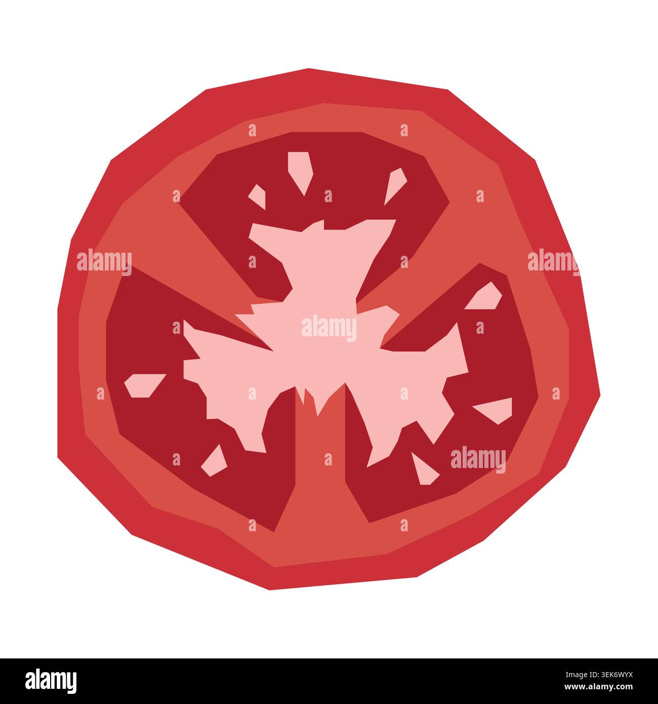 Tomato Slice Vector Illustration Flat Geometric Red Tomato Cut Isolated Stock Vector