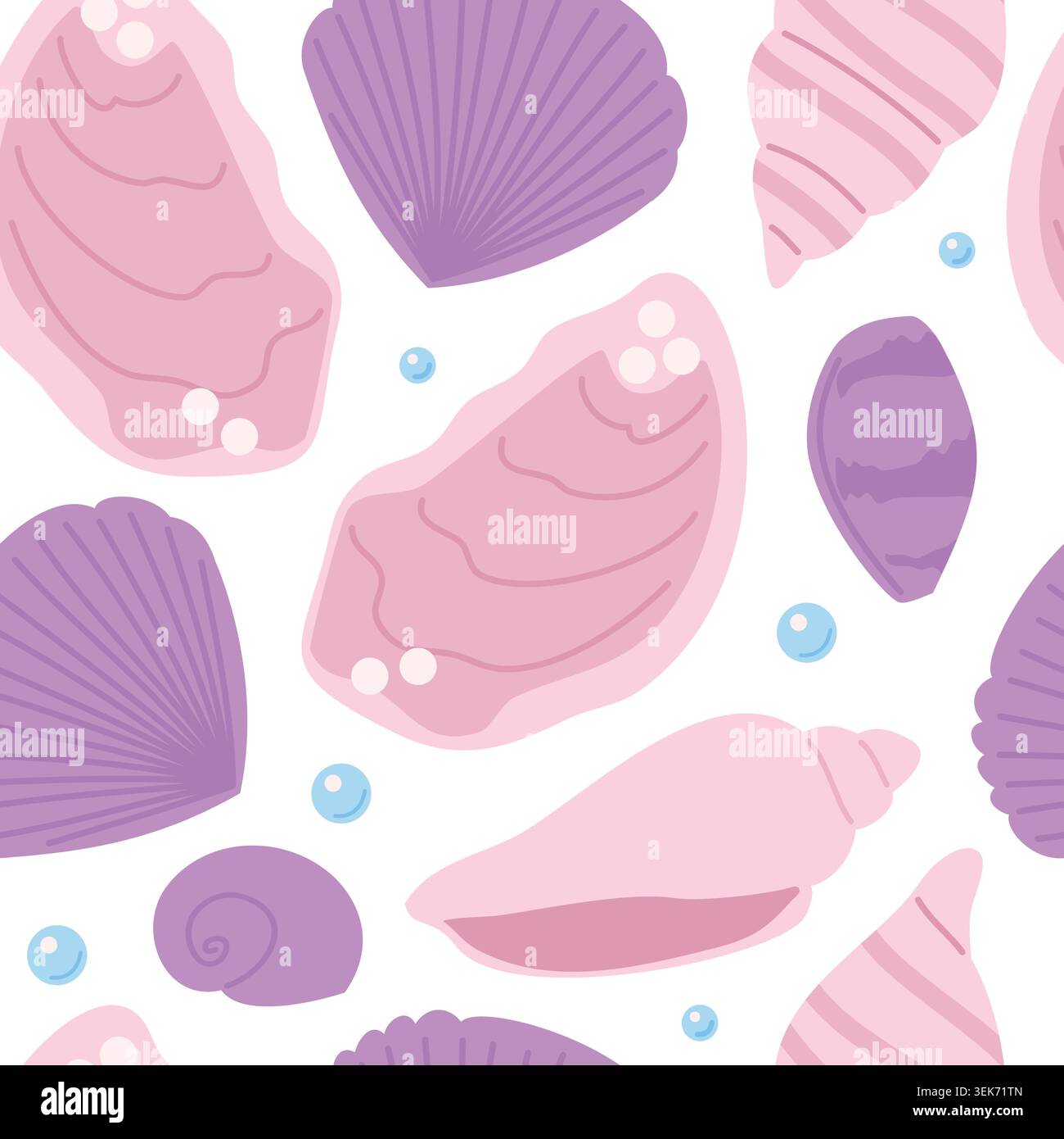 Seashells seamless pattern Stock Vector