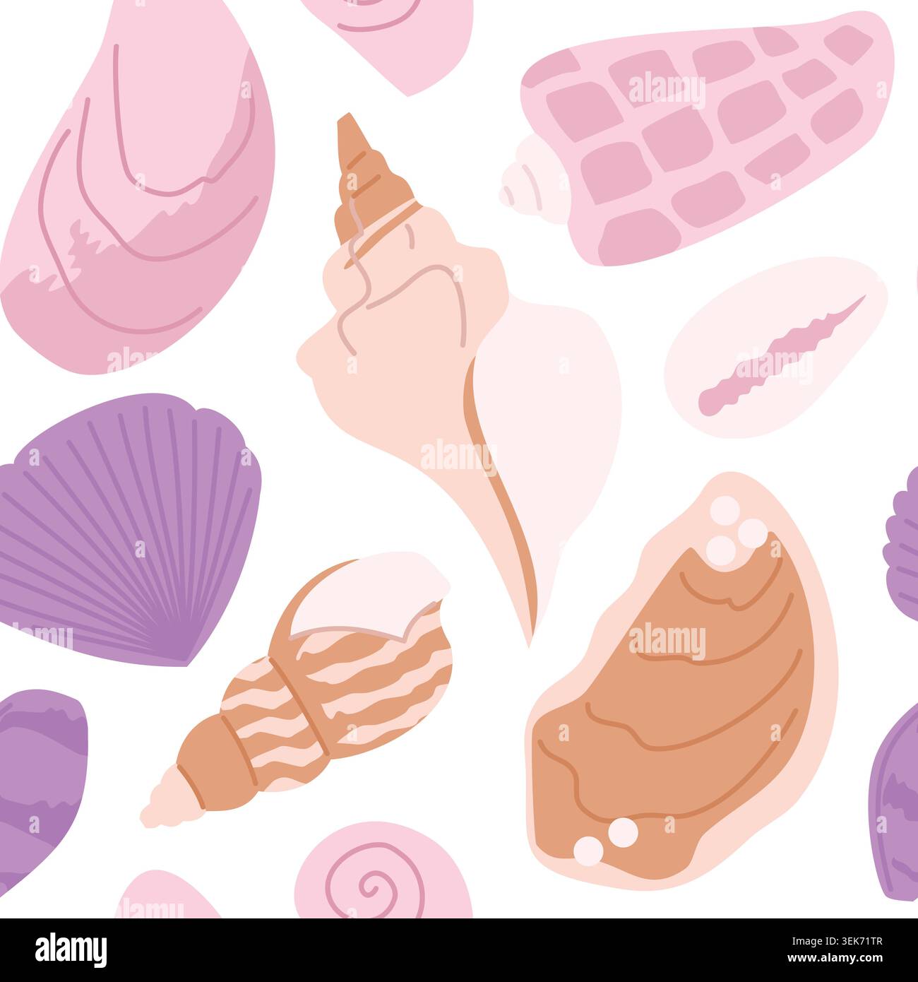 Seamless pattern with seashells Stock Vector