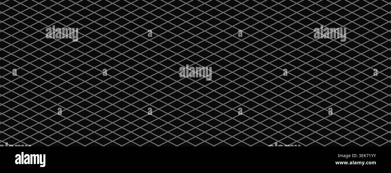 Black isometric grid background. Grid paper sheet Stock Vector