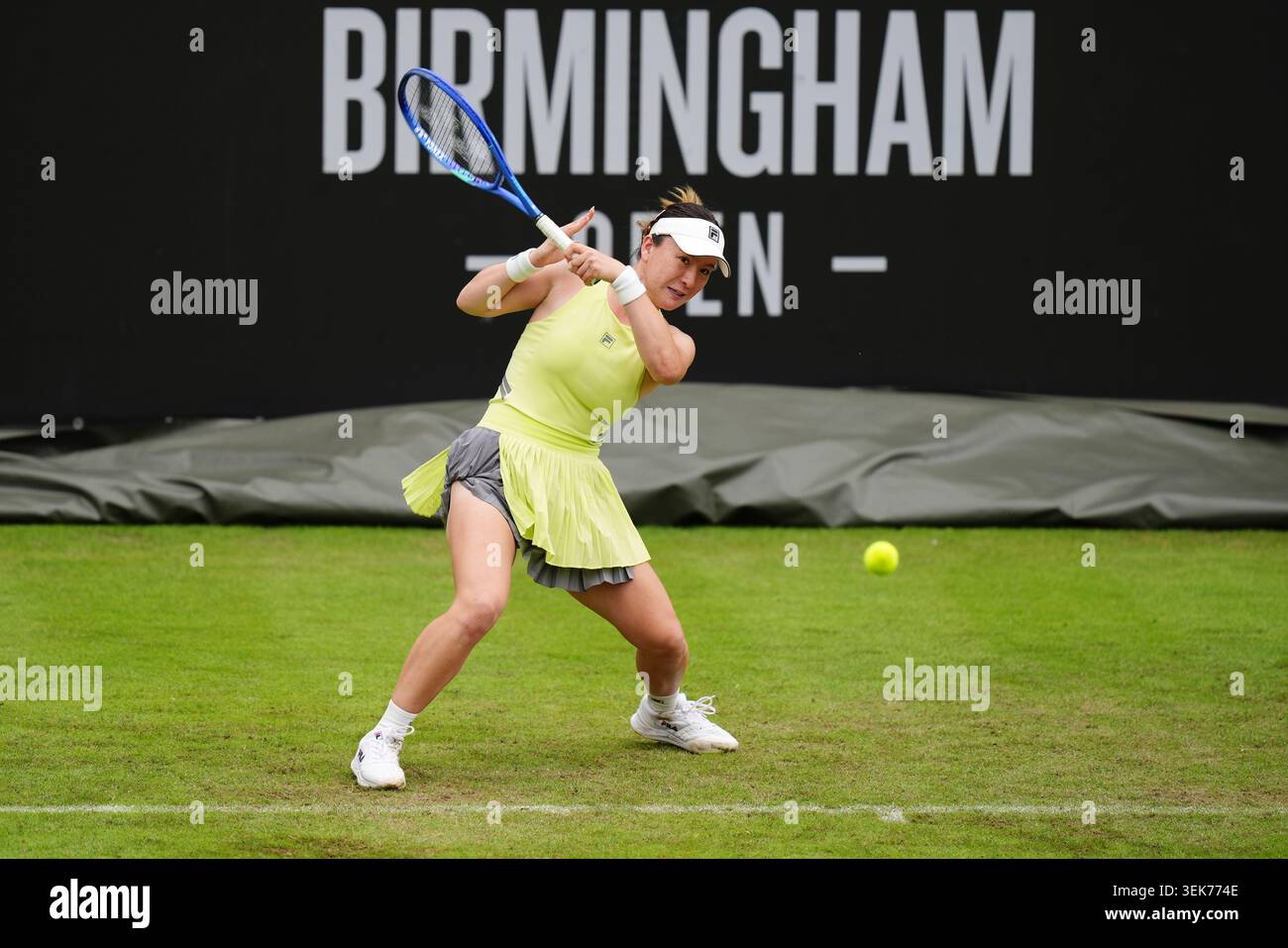Lulu Sun of New Zealand in action against Mary Stoiana of United States on day three of the Lexus Birmingham Open Championships at Edgbaston Priory Club, Birmingham. Picture date: Monday June 1, 2026. Stock Photo