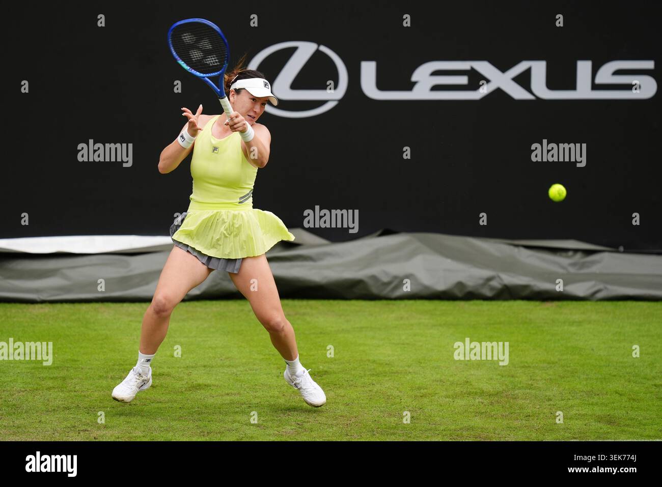 Lulu Sun of New Zealand in action against Mary Stoiana of United States on day three of the Lexus Birmingham Open Championships at Edgbaston Priory Club, Birmingham. Picture date: Monday June 1, 2026. Stock Photo