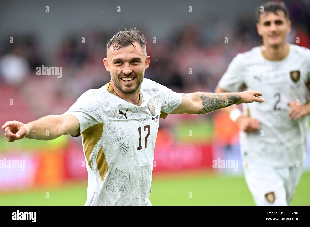 Prague, Czech Republic. 31st May, 2026. TOMAS LADRA of Czech Republic celebrate after scoring 1:0 during the friendly match between Czech Republic and Kosovo at Letna Stadium in Prague, Czech Republic, May 31, 2026. Czech Republic's national football team played a friendly match in Prague before flying out to the FIFA World Cup 2026. (Credit Image: © Slavek Ruta/ZUMA Press Wire) EDITORIAL USAGE ONLY! Not for Commercial USAGE! Stock Photo