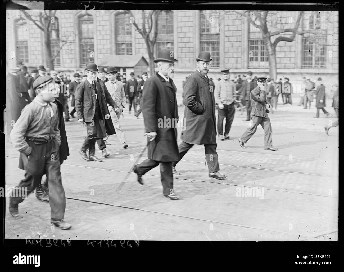 Louis Lépine appears during the Labor Day events in Paris on 1 May 1907 in a monochrome press photograph issued by Agence Rol. The scene connects with public observance, civic administration and social life in the French capital. Stock Photo