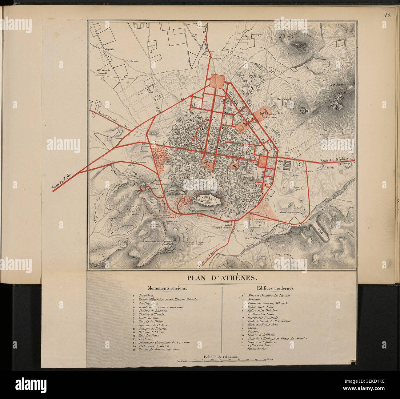The plan of Athens from 1862 illustrates ancient monuments together ...