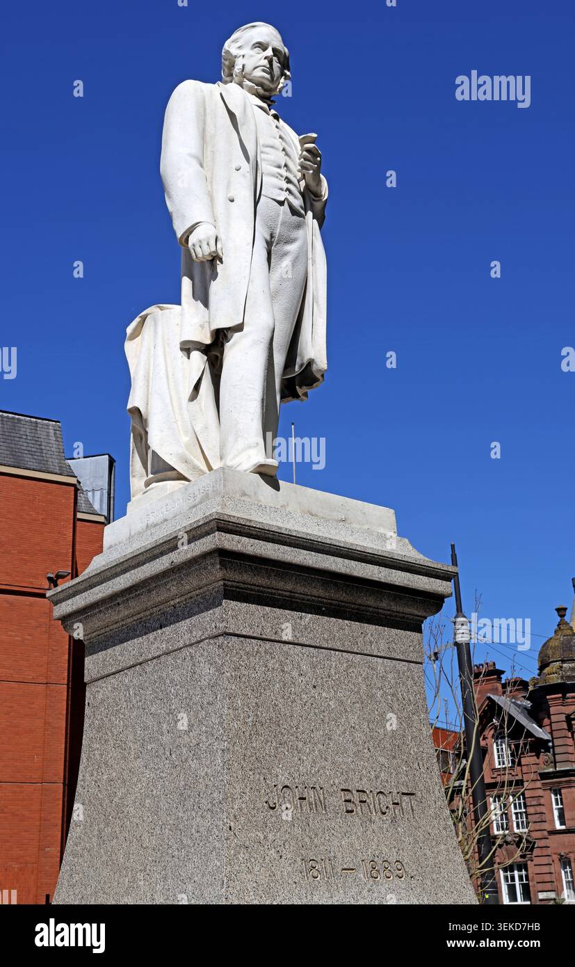 John Bright statue in Manchester city centre, Greater Manchester, England, UK. Stock Photo