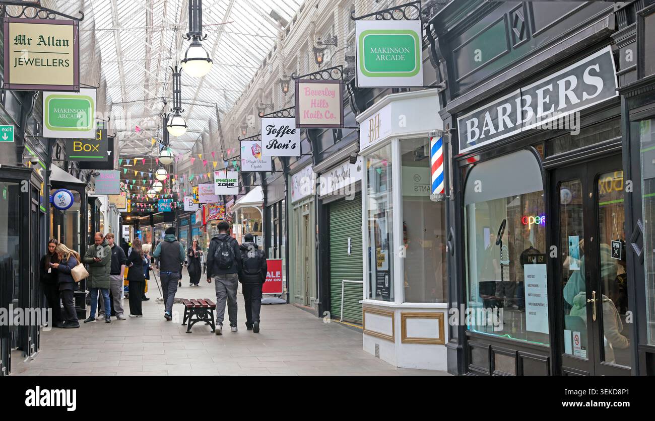 Makinson Arcade shopping passage in Wigan town centre, Greater Manchester, England, UK. Stock Photo