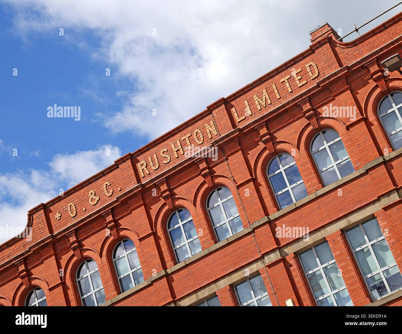 Rushton's Warehouse on New Market Street in Wigan, Greater Manchester, England, UK, showing close architectural detail. Stock Photo