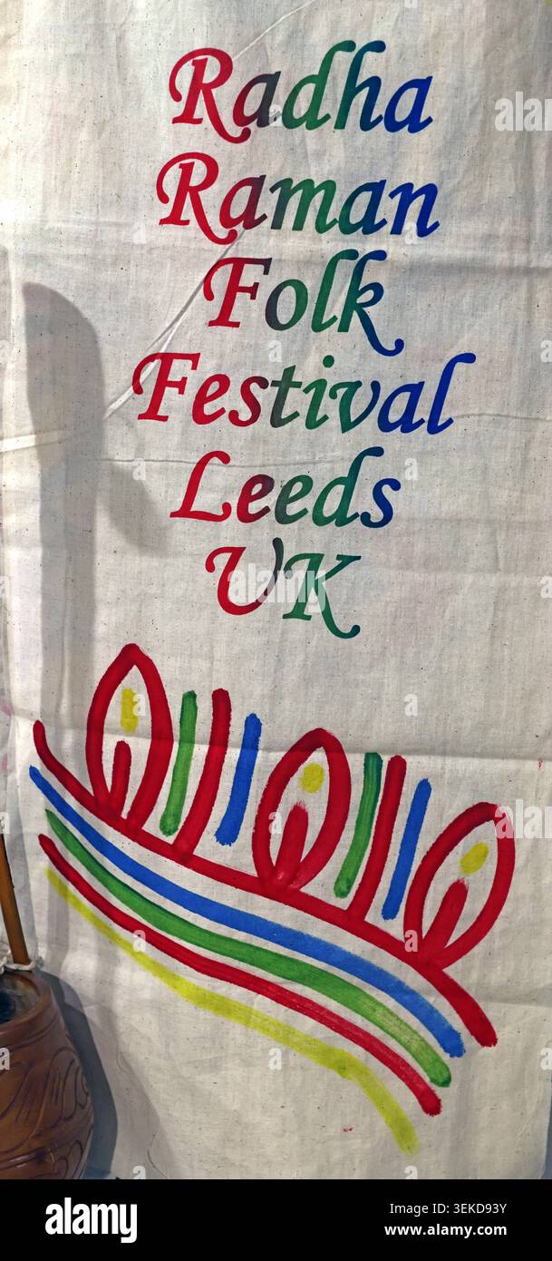 Raman Folk Festival Leeds poster displayed in Leeds, West Yorkshire, England, UK. Stock Photo