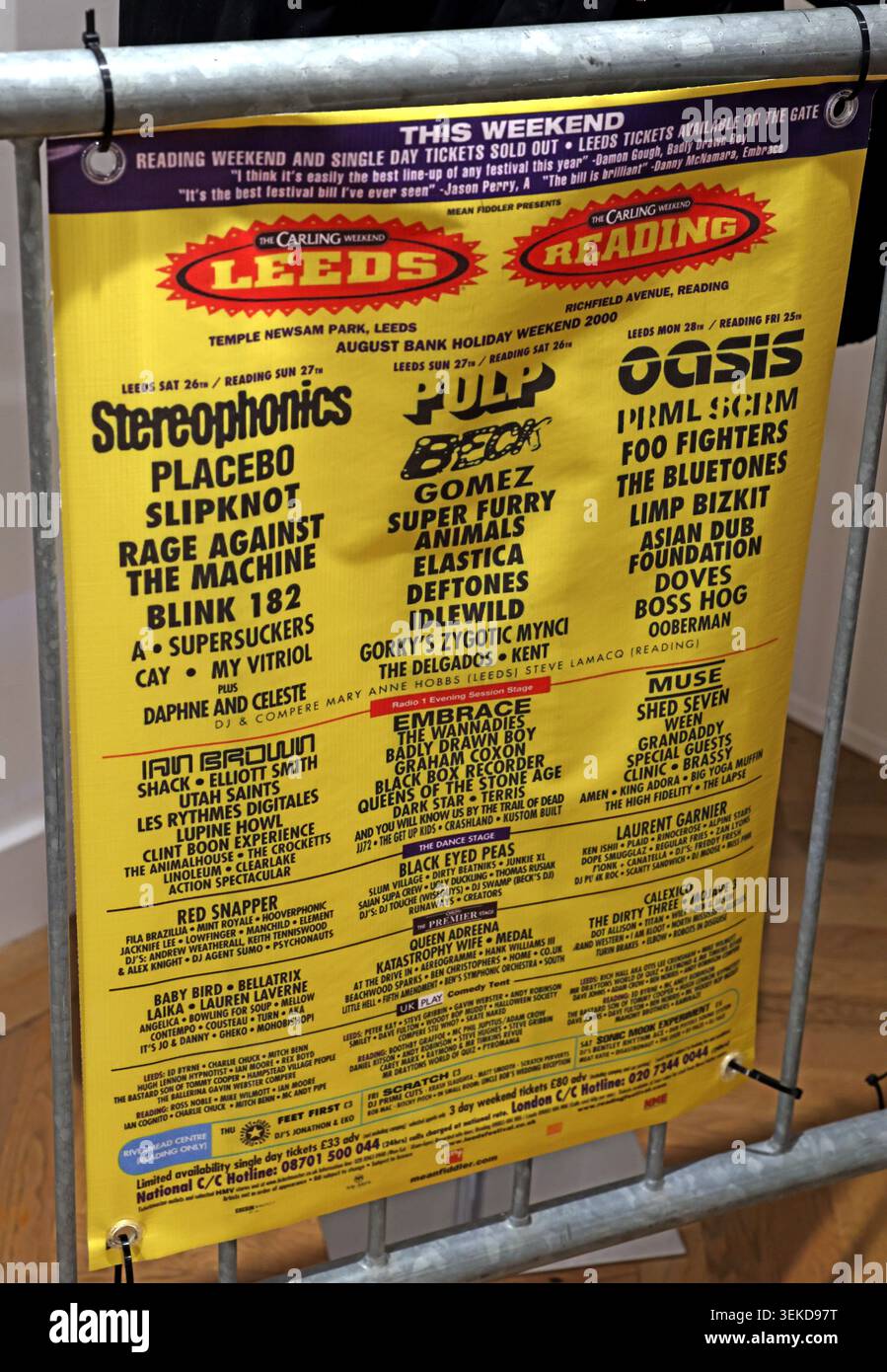 Leeds Festival programme poster displayed in Leeds, West Yorkshire, England, UK. Stock Photo