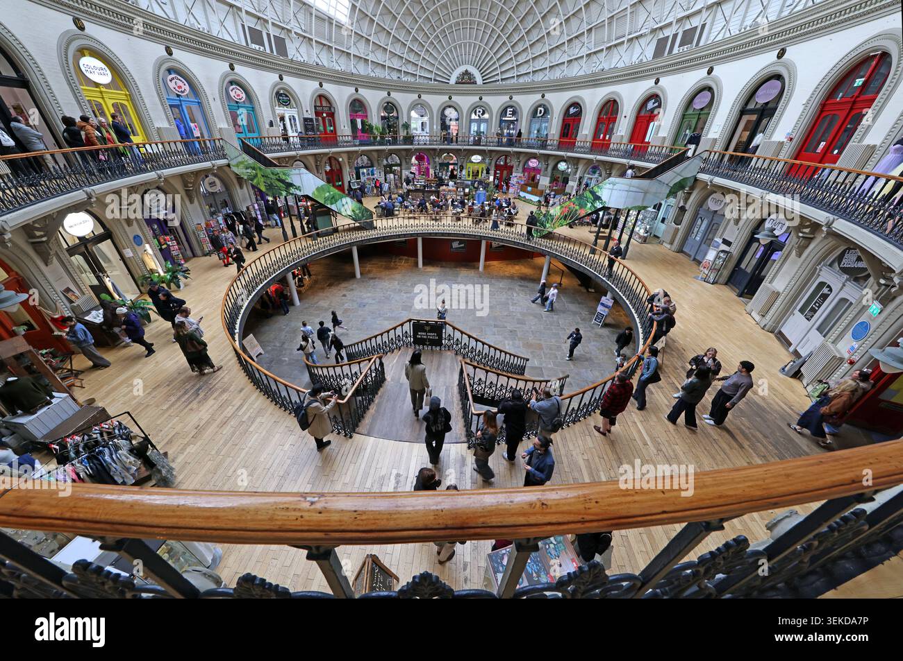 Leeds Corn Exchange wide-angle interior in Leeds, West Yorkshire, England, UK. Stock Photo