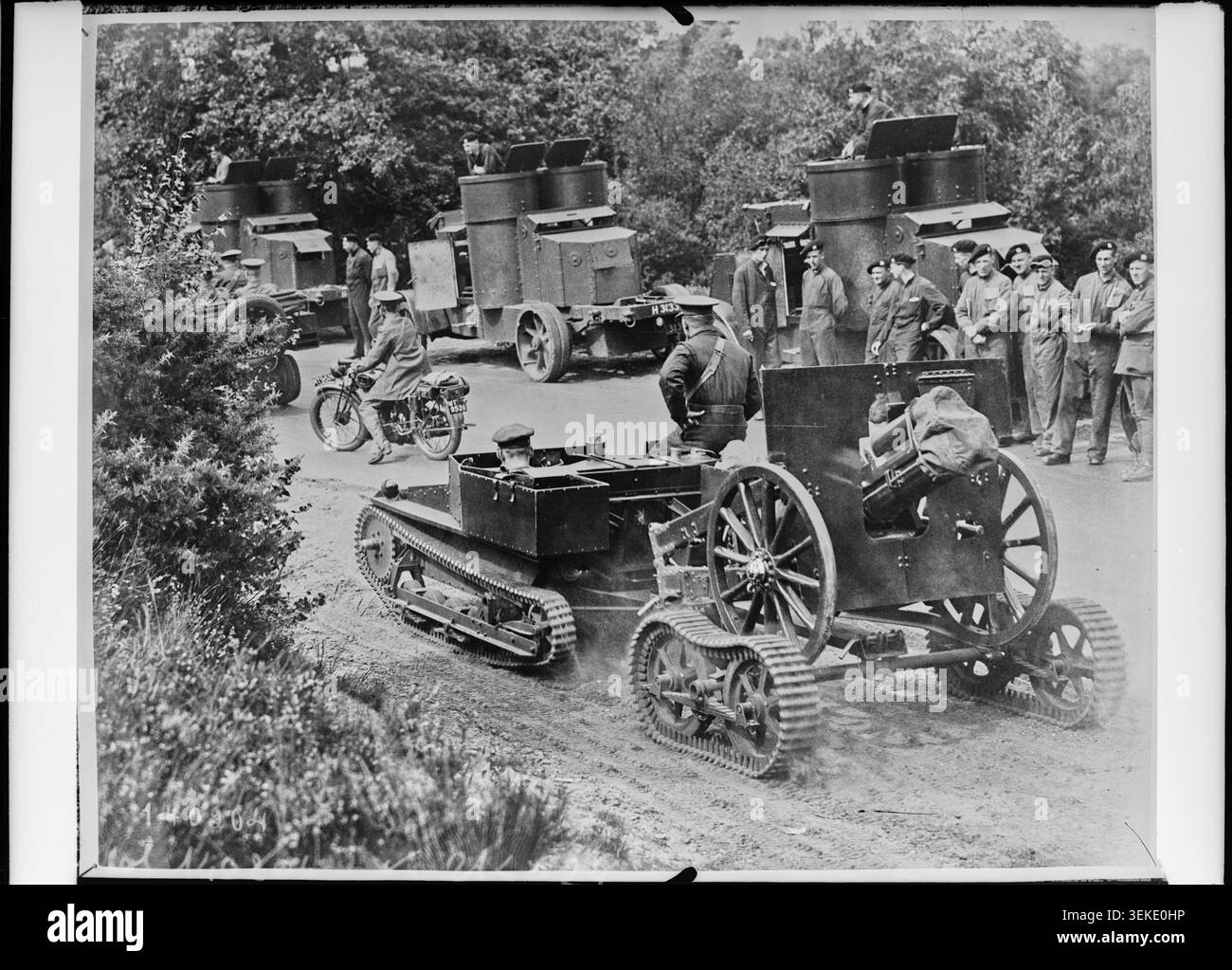 A press photograph from 1929 records a tracked artillery piece ...