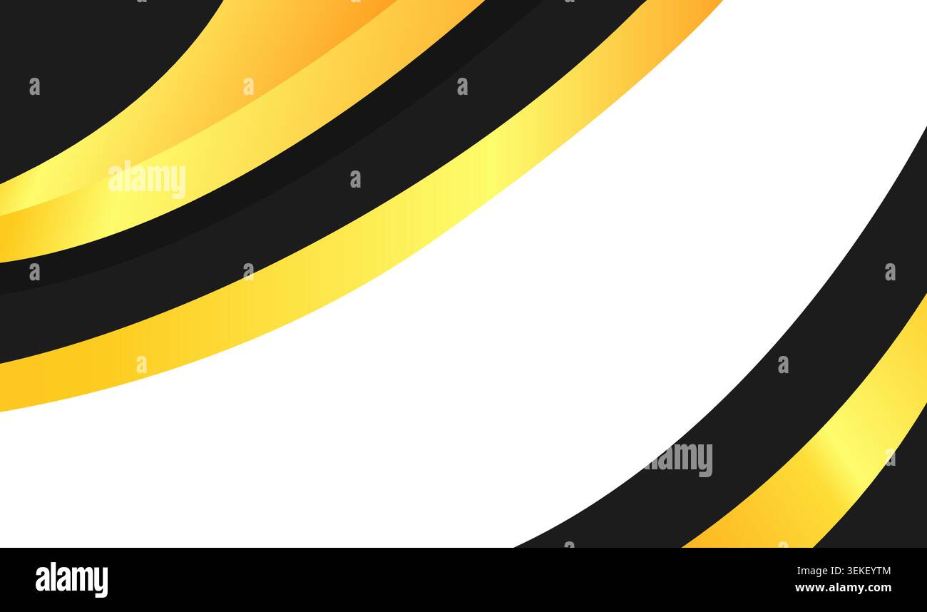 Background design with geometric shapes in black, gold gradients, and white. Suitable for modern projects, web design, branding, and presentations. Stock Vector