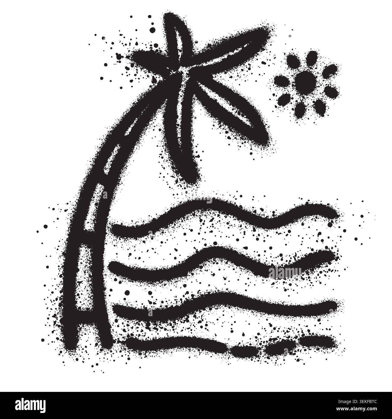 Summer icon Spray Painted Graffiti Sprayed with palm tree isolated on white background. Stock Vector
