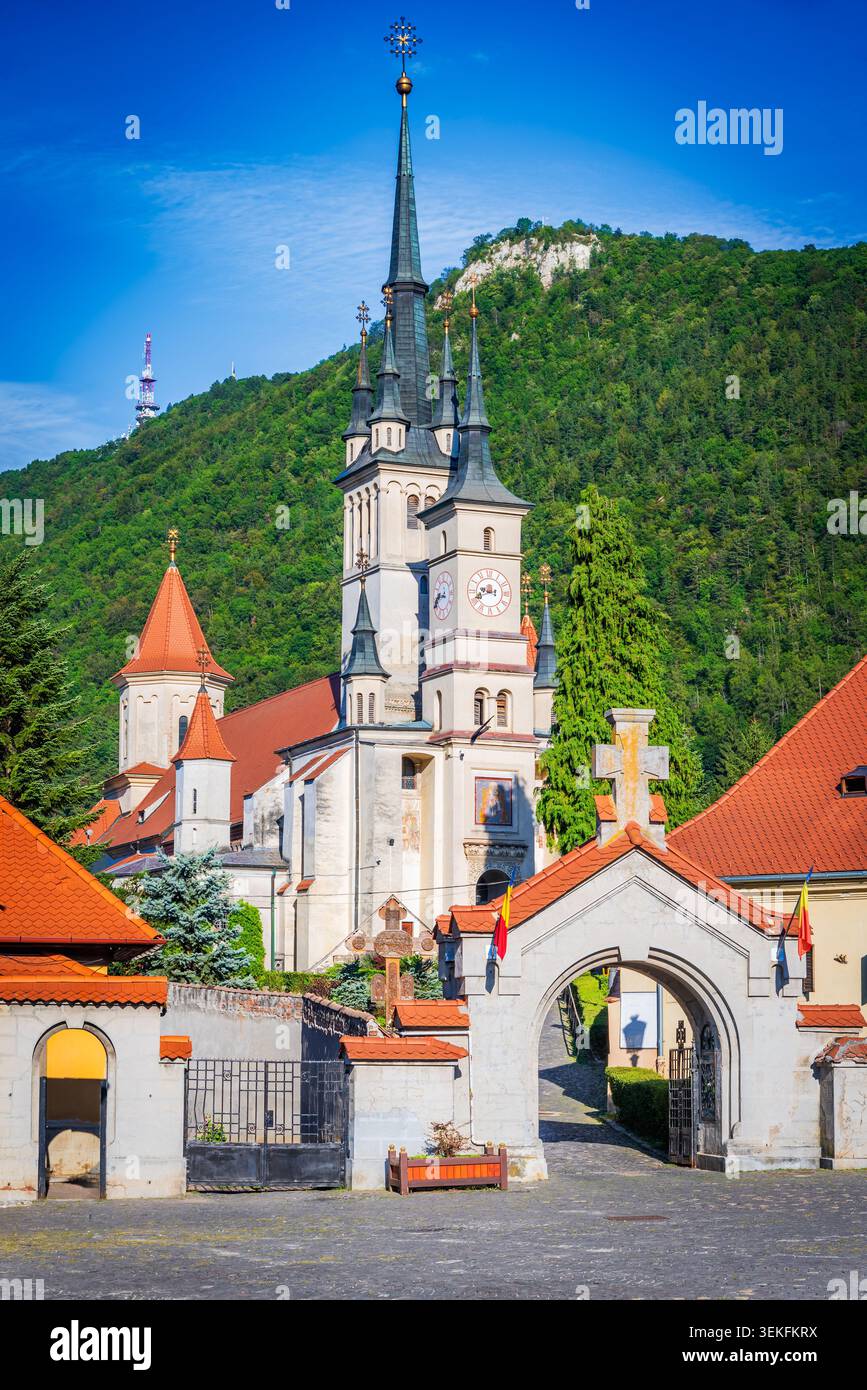 Beautiful historic Saint Nicholas Orthodox Church located in Brasov city, Transylvania, Romania. Stock Photo