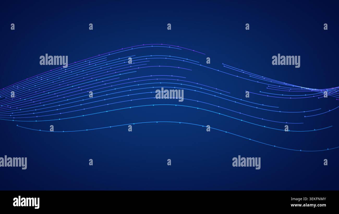 Abstract data stream traveling along connected lines, representing technology, communication, internet speed, and big data visualization Stock Photo