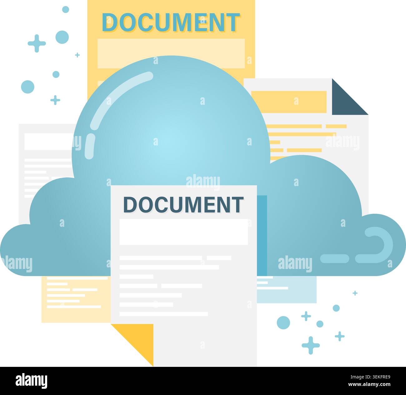 cloud storage with files and documents Stock Vector