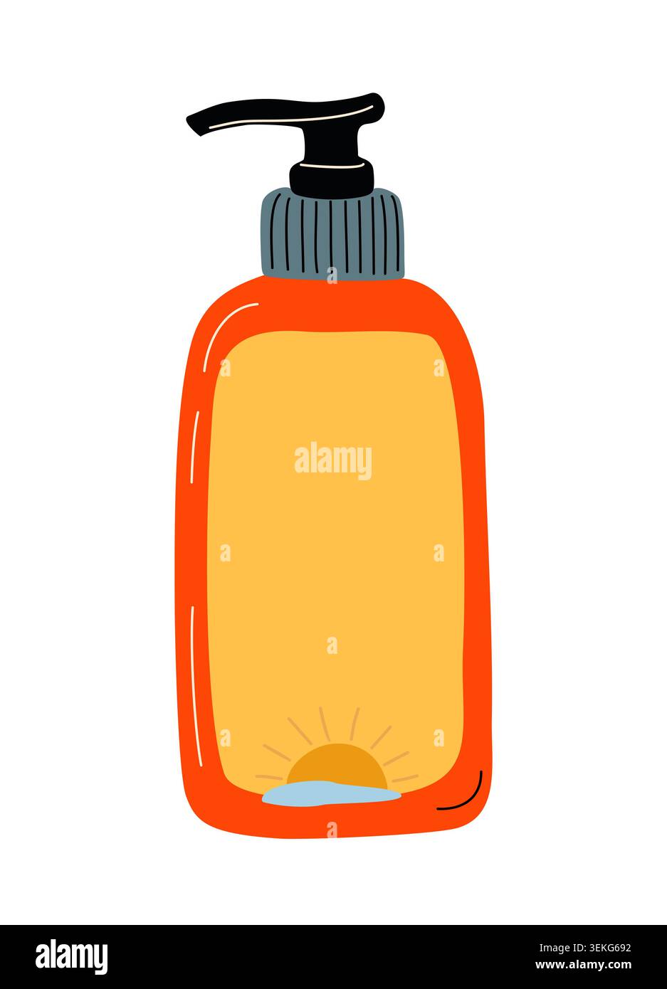 Bright orange bottle with black pump top Stock Vector