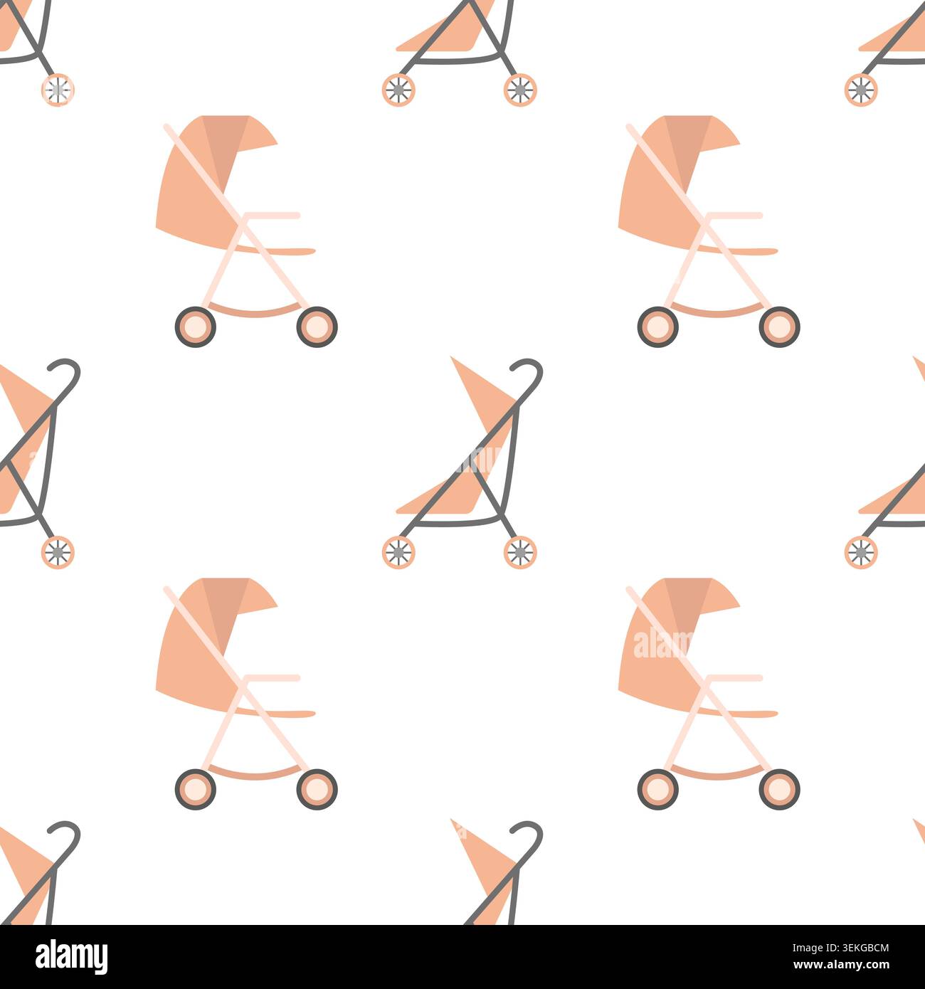 Stroller flat vector seamless pattern Stock Vector