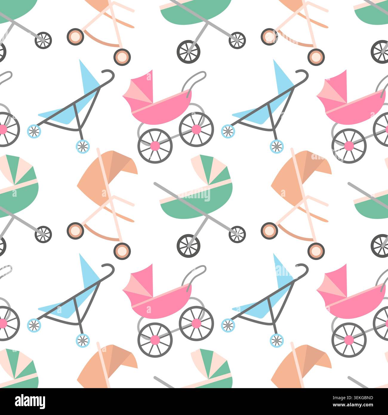 Baby strollers seamless pattern Stock Vector