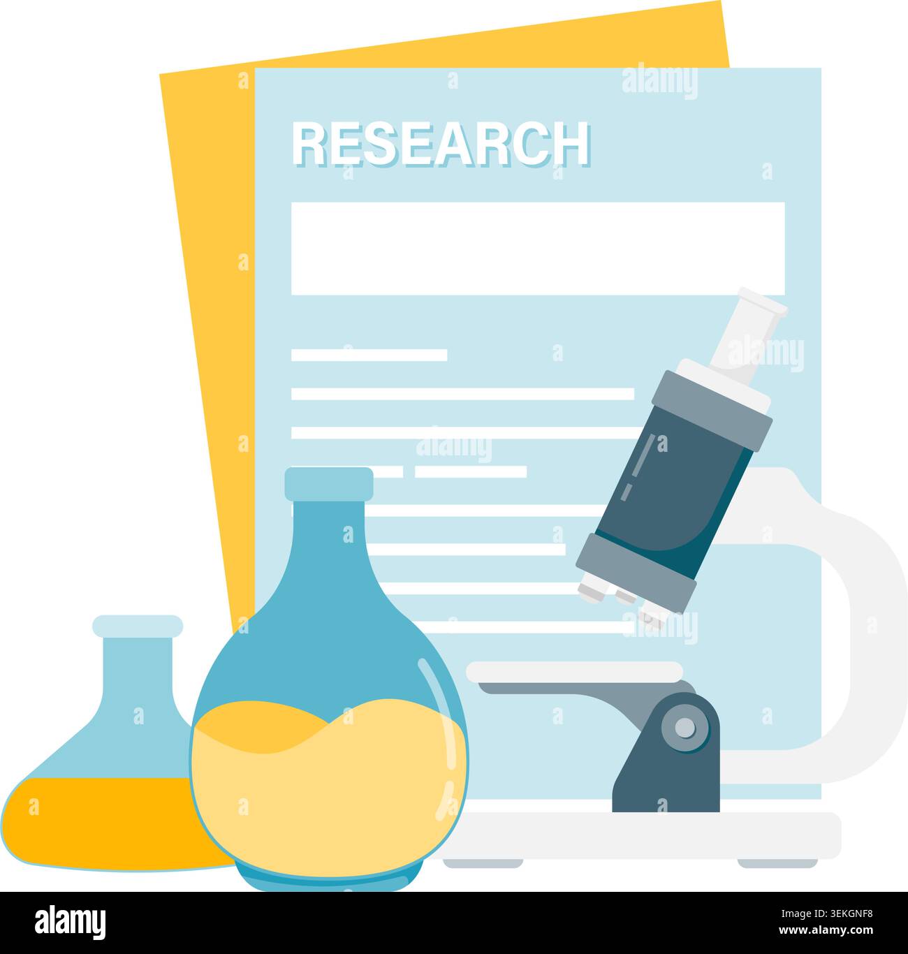Microscope and research sheets Stock Vector