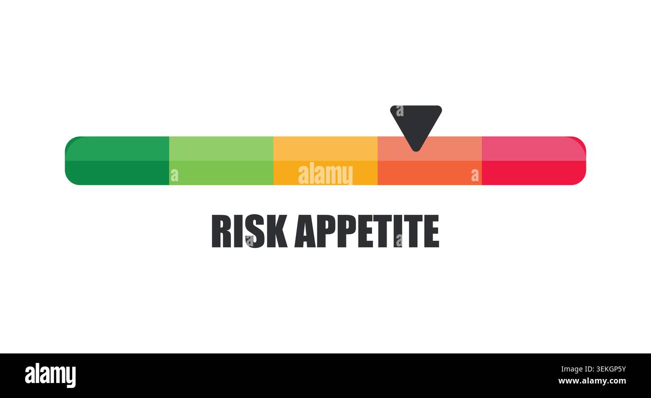 Horizontal Risk Appetite Indicator Bar Pointing to High Aggressive Level Stock Vector