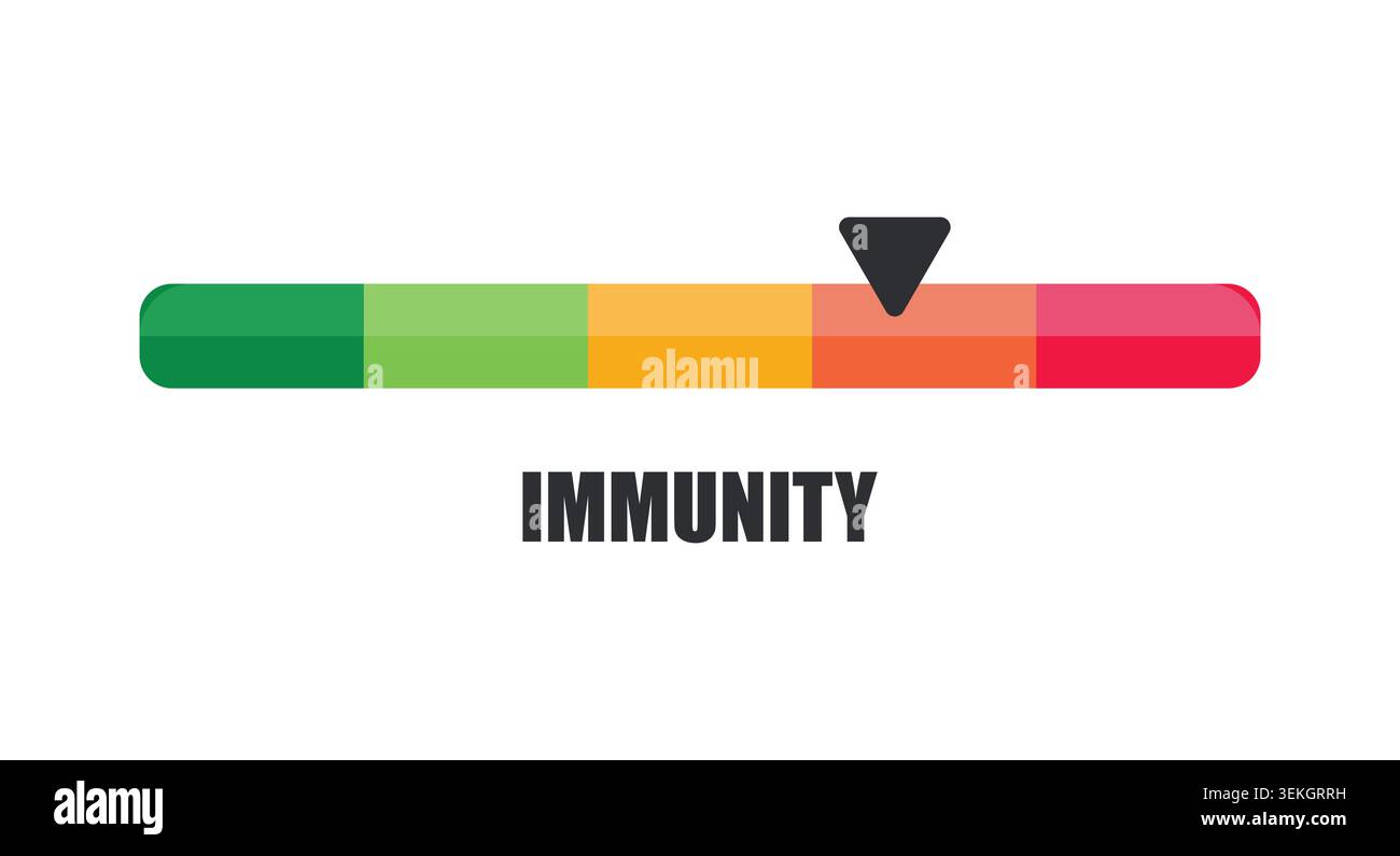 Horizontal Immunity Indicator Bar Pointing to Low Risk Zone Stock Vector