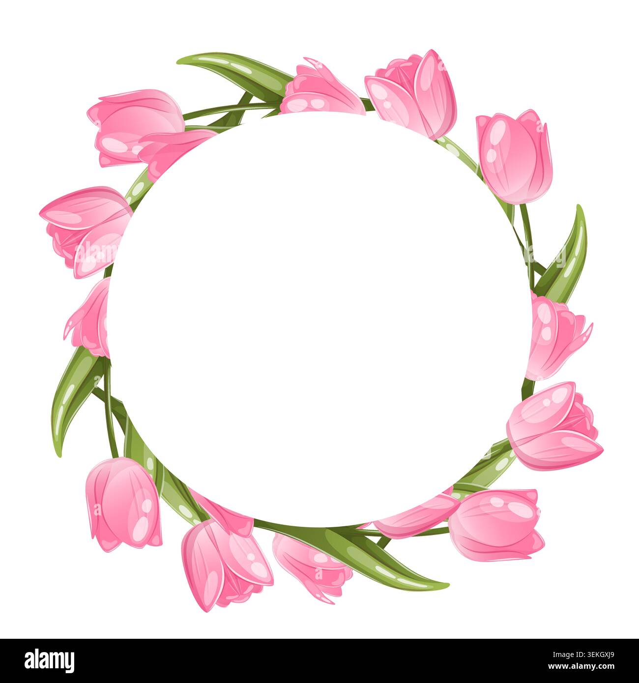Vector tulip wreath with space for text Stock Vector