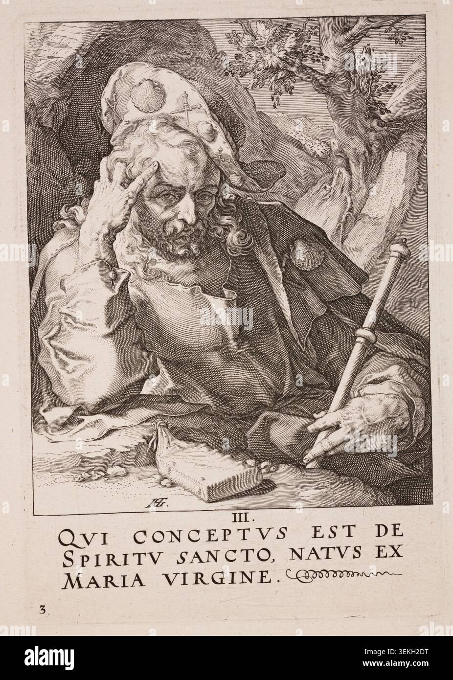 James Disciple Shell St James the Great by Hendrick Goltzius, 1589, depicting an elderly ...