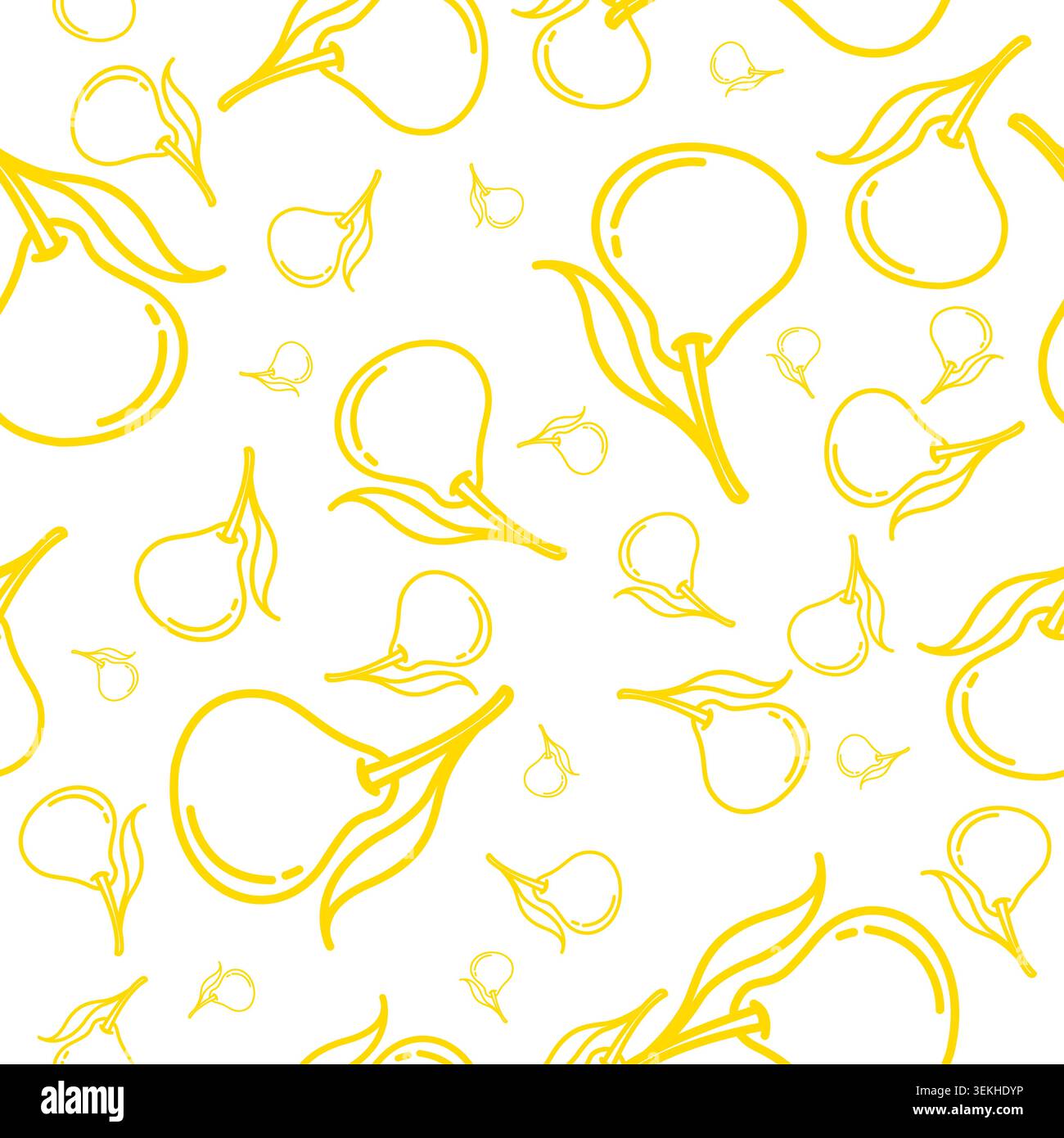 Pear Line Seamless Pattern Design. Pear Background Vector Stock Vector