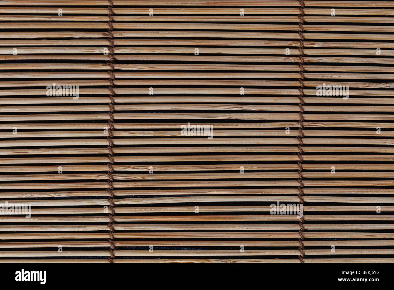 Horizontal Bamboo Straw Mat Texture Background Stock Photo