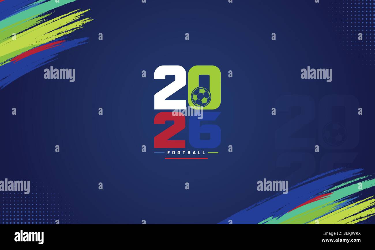 : 2026 Football Tournament Vector Illustration on Dark Blue Background Stock Vector