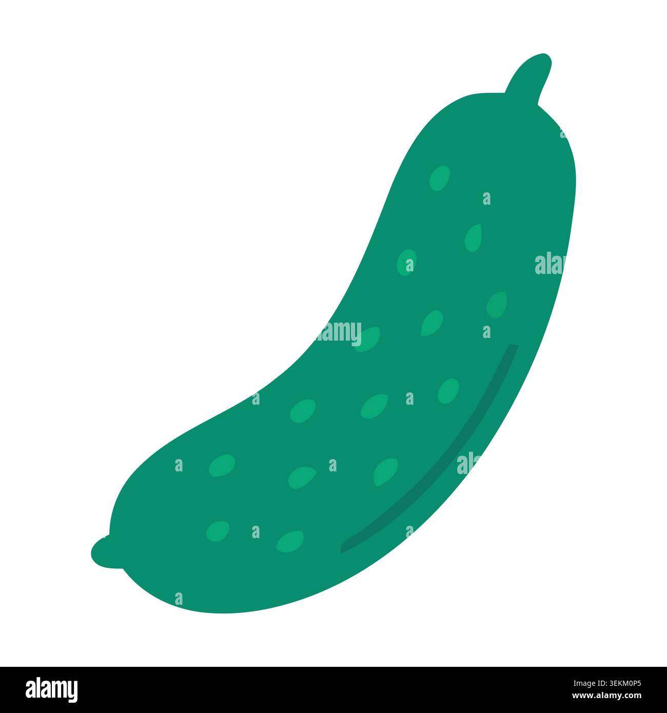 A simple, green cucumber illustration in flat vector style on a white background, ideal for food packaging, branding, and editorial projects, offering Stock Vector