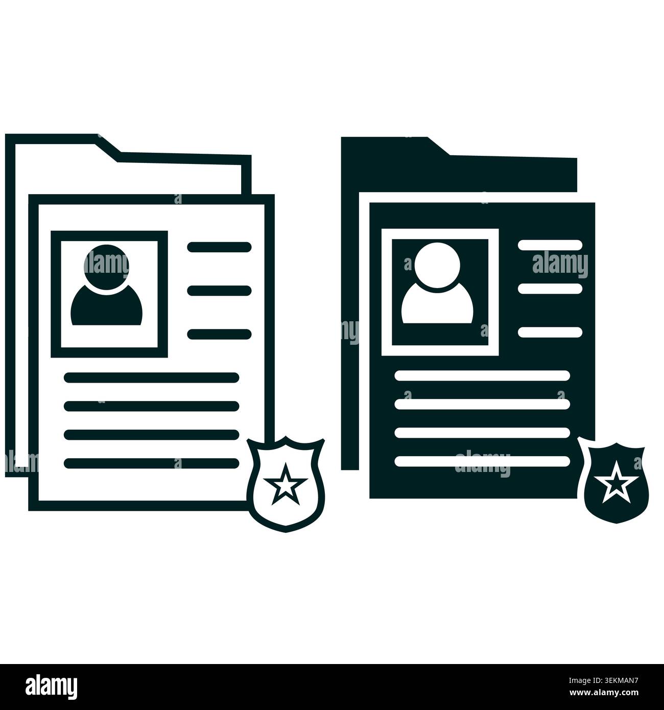 Criminal record icon. Note and law sign. Police report symbol. flat ...