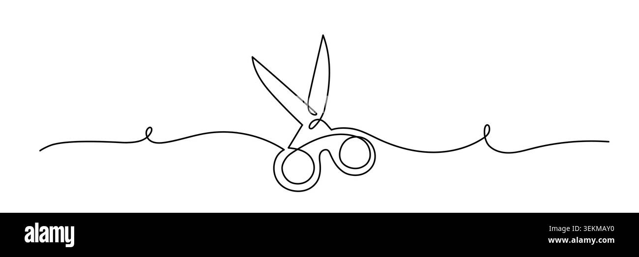 Minimal One Line Scissors Illustration Design Stock Vector
