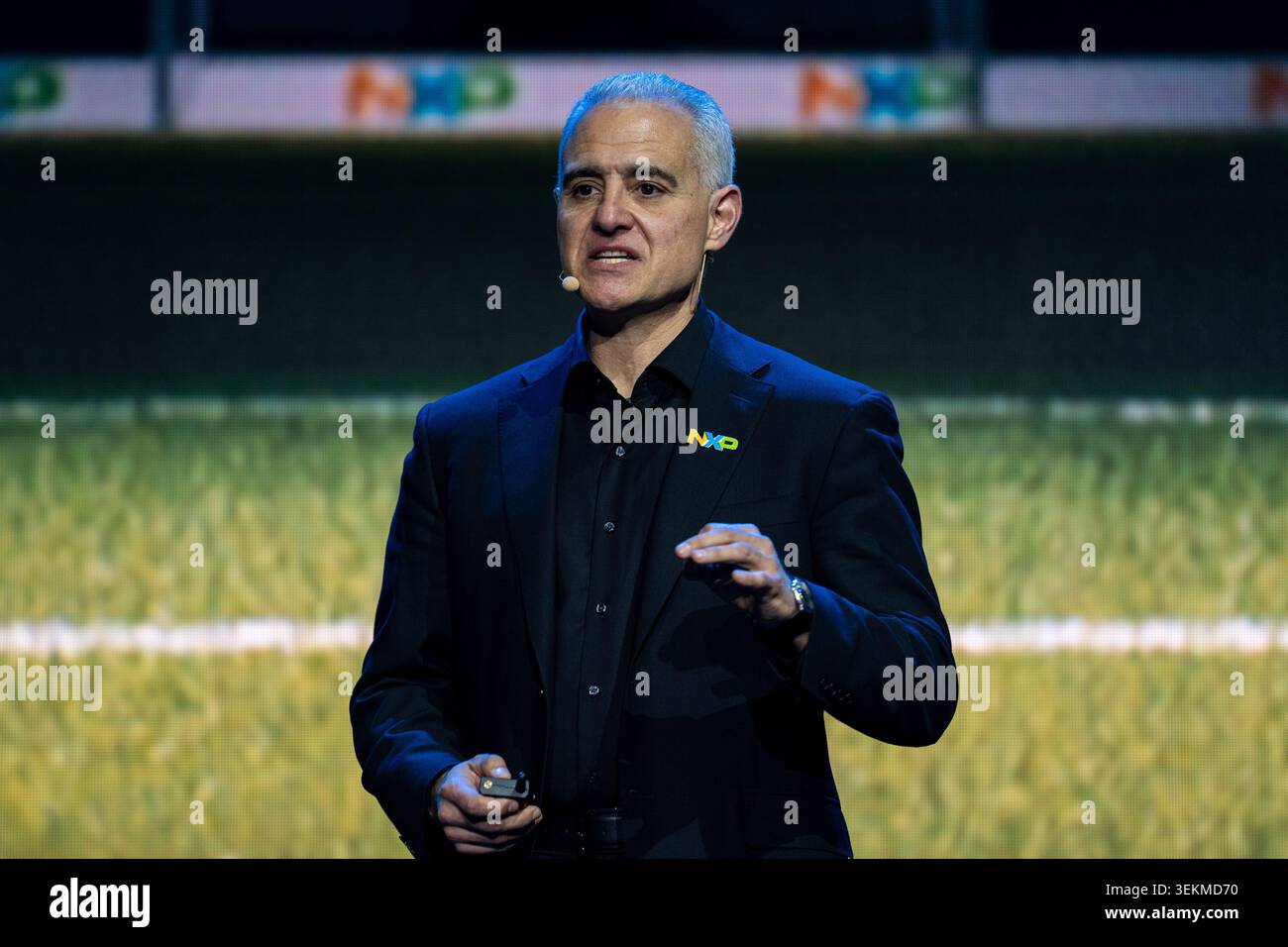 Rafael Sotomayor, CEO of NXP Semiconductors speaking at a keynote at ...